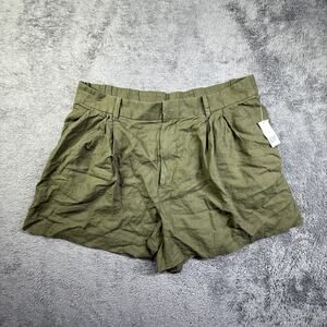 GAP Womens Linen Blend Shorts NEW High Rise Green XL Beachy Boho Casual